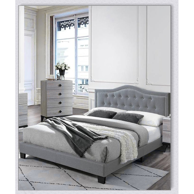 Mobilier de chambre à coucher 1pc, Gris, Grand lit