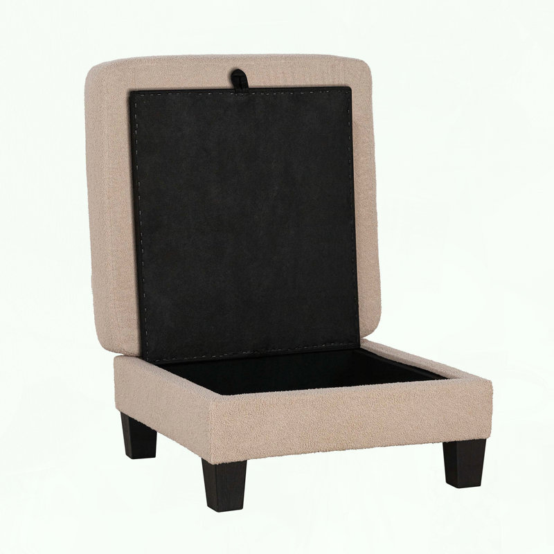 Repose-pieds carré contemporain avec rangement beige, Beige