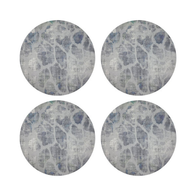 Giraffe Vegan Leather Round Pebble Placemat, Opulence
