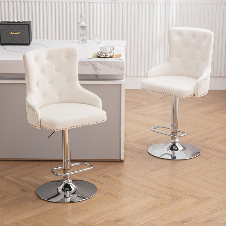 Markfrancis Swivel Upholstered Adjustable Height Counter Stool with Metal Frame