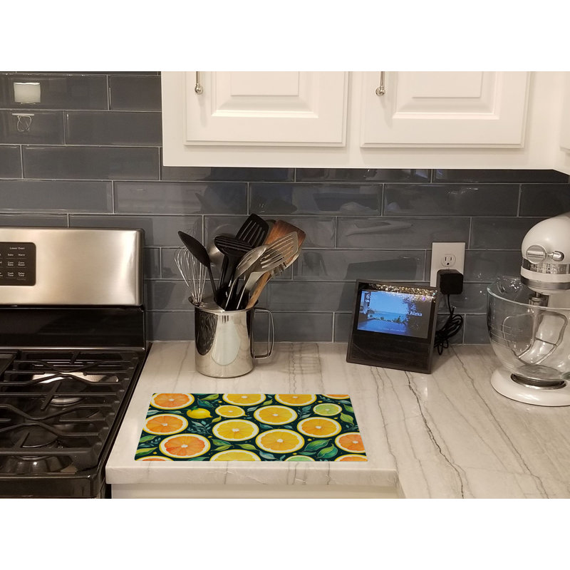 Colorful Lemons Glass Cutting Board Large