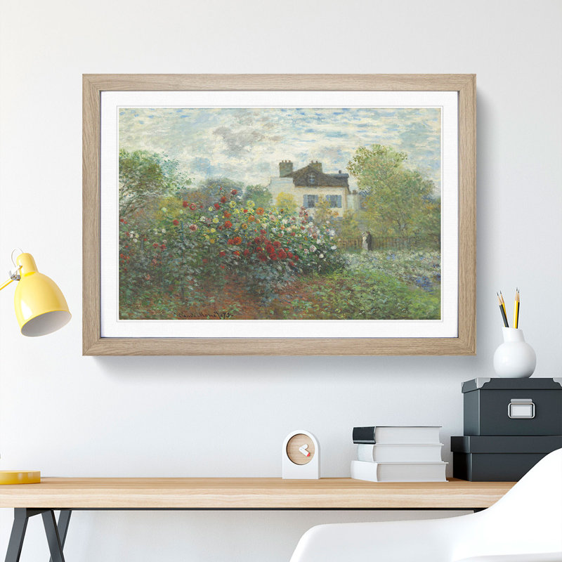 Garden in Argenteuil by Claude Monet - Picture Frame Painting, Oak Framed, 48cm H x 65cm W x 2cm D
