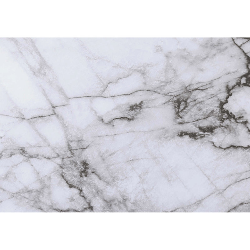 3Pcs Table : White Marble Laminate And Black Metal Base Design Stylish With Marble-Like Surfaces Frame