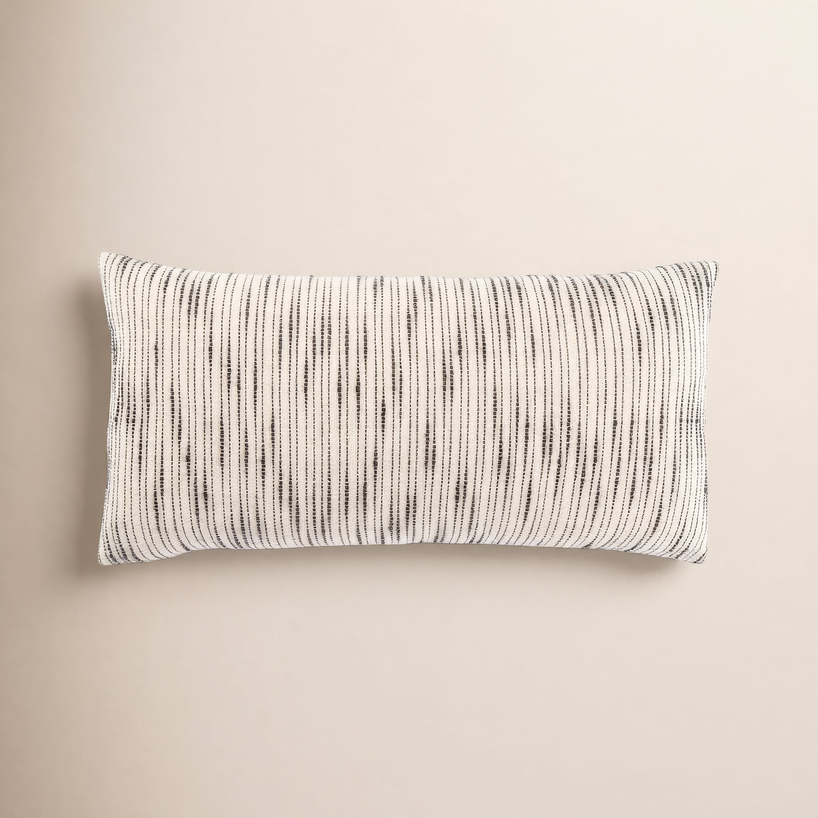Saxon Stripe Cotton Lumbar Pillow, 12" x 24", Polyfill