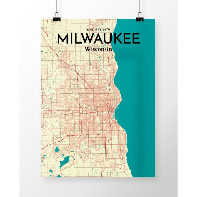 Milwaukee City Map - No Frame Print, 43.2cm H x 27.9cm W x 0.13cm D