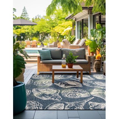 Tapis contemporain bleu marine et ivoire Avelynn