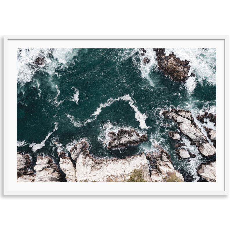 Carmel Bluffs Print by Carly Tabak, 25" W x 18" H, White Wood