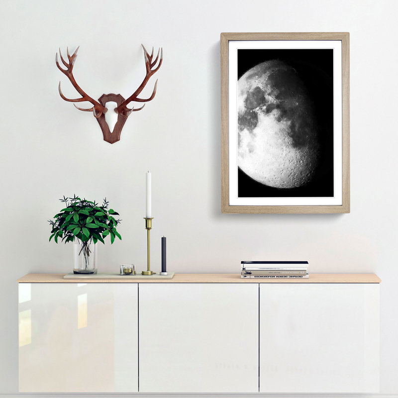 Moon Craters - Picture Frame Graphic Art Print, Oak Framed, 65cm H x 48cm W x 2cm D