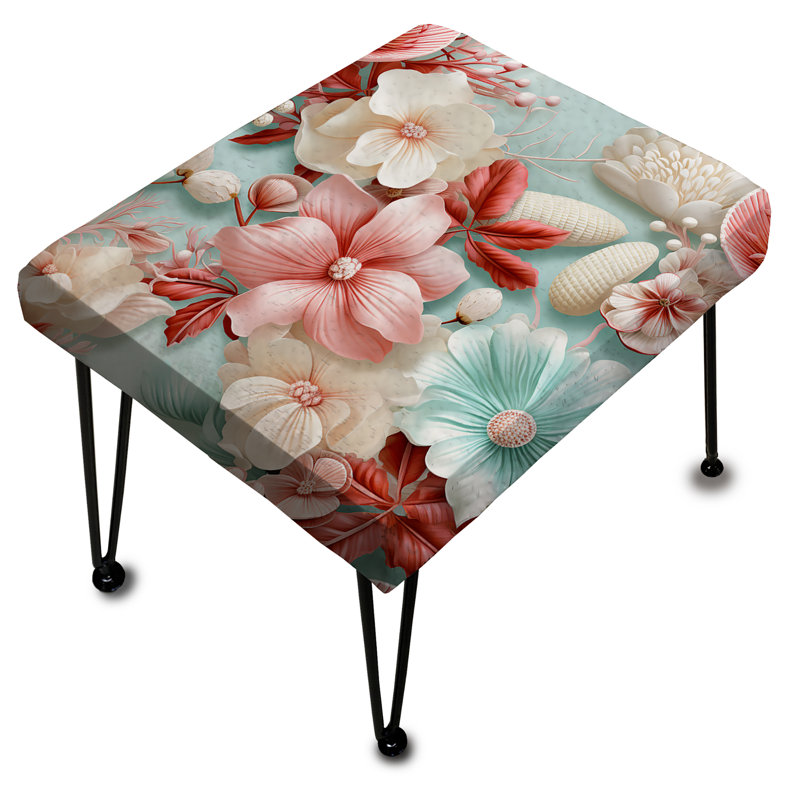Seashell Whispers Tropical Pattern - Coastal Rectangle Ottoman