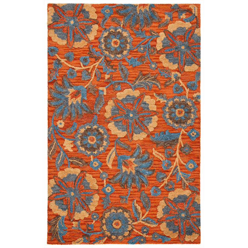 Gagner Floral Handmade Tufted Wool/Cotton Area Rug, Rectangle 3' x 5'