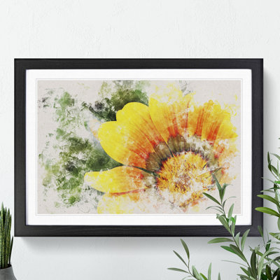 Bright Yellow Flower Watercolour - Framed Print