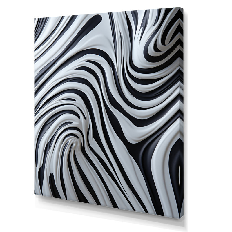 Motif zébré noir et blanc dynamique IV sur toile, H 32 po x l 24 po x P 1 po
