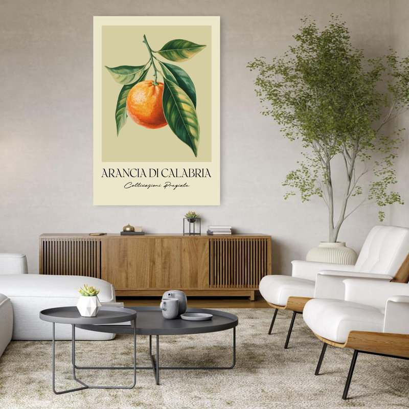Élégant orange botanique, Illustration classique, fruit organique naturel, art mural, H 48 po x l 32 po