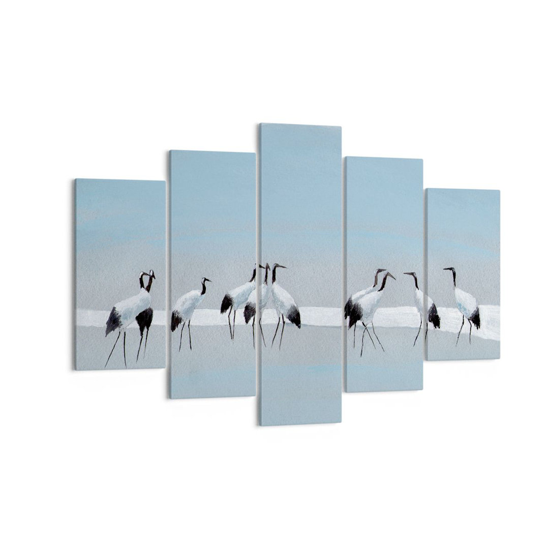 5-tlg. Leinwandbilder-Set Image Birds Cranes Nature