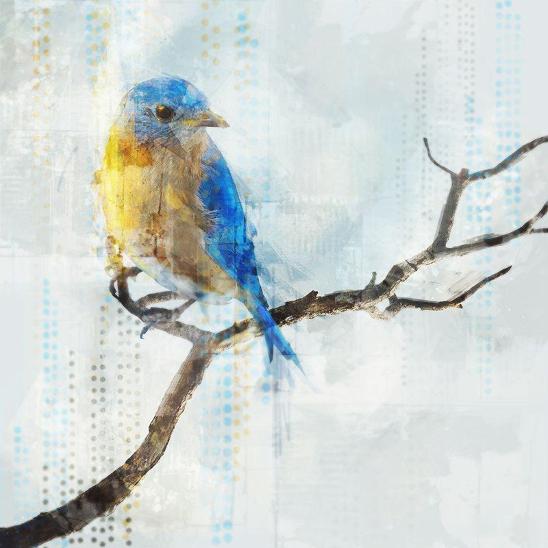 Art sur toile tendue avec Winston Porter Roko, Ken, Little Blue Bird I, H 15 po x l 15 po