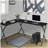 Black L-shaped Computer Desk with CPU Bracket-1984165900