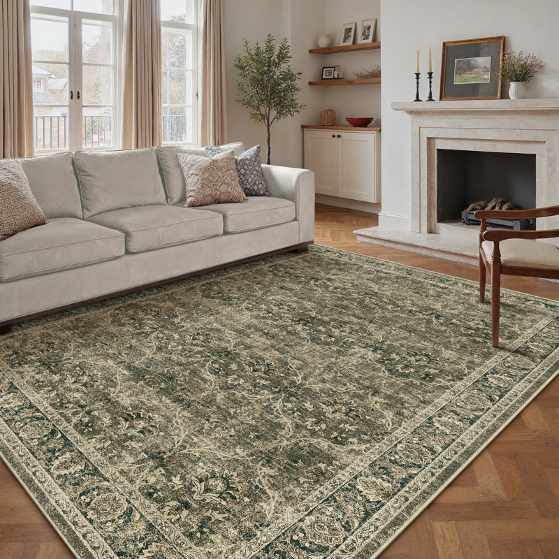Tapis brun rétro pour salon Orihue, Rectangulaire 8 pi x 10 pi