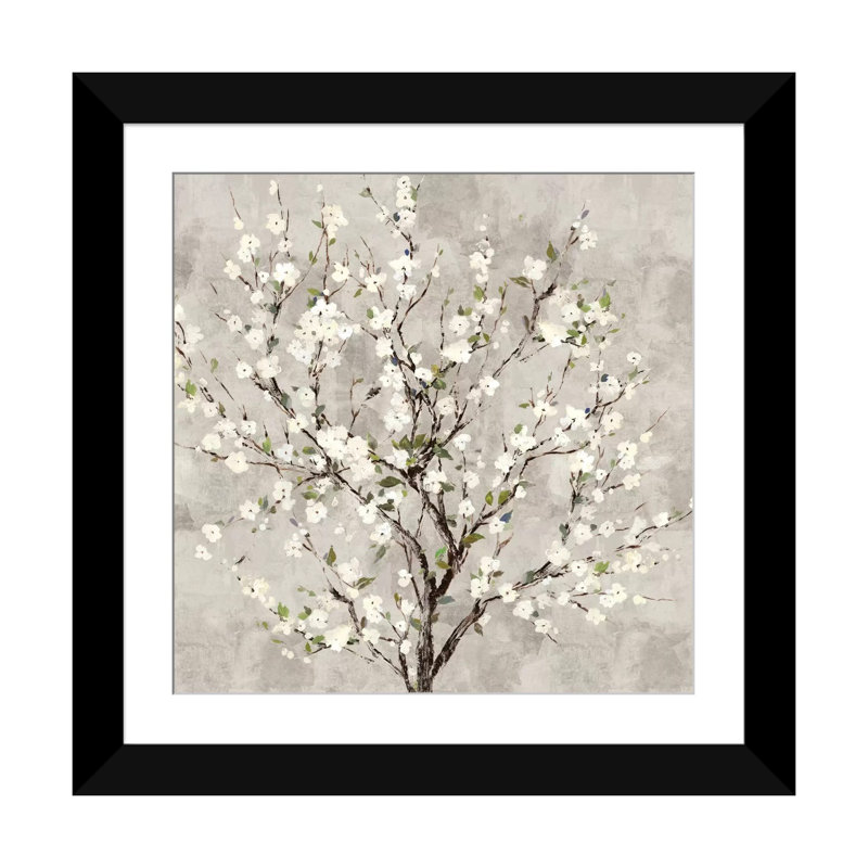 «Bloom Tree», reproduction sur toile, H 16 po x l 16 po x P 1 po, Papier d'art encadré noir, Blanc