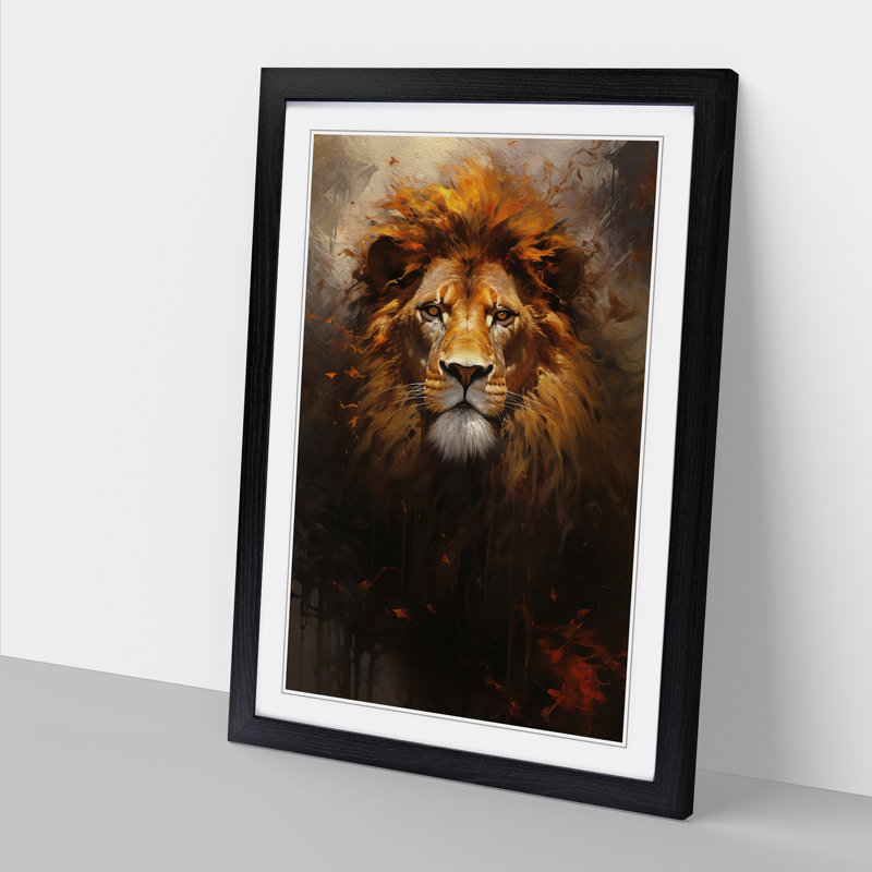 Lion Informel No.3 Framed Print, 34cm H x 25cm W x 2cm D, Black