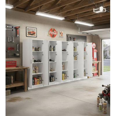 Modex White Multi-Purpose Utility Storage Cabinet (5-Piece Set)