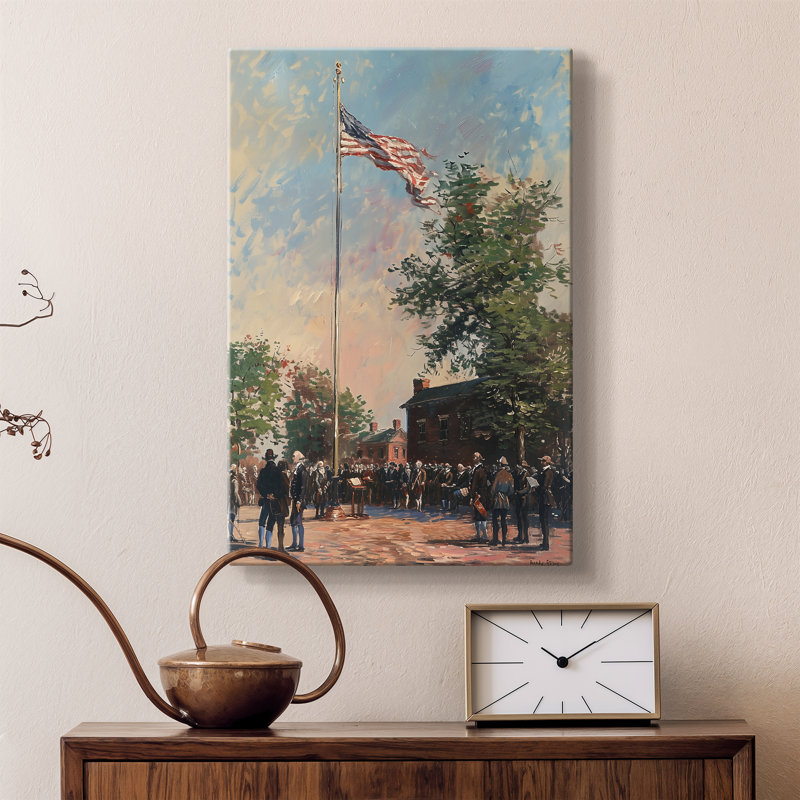 Main Street Flag Raising-Gallery Wrapped Canvas - Ready to Hang, 12X18