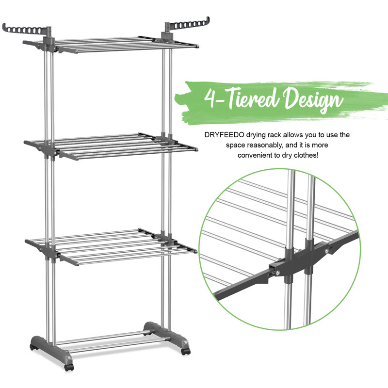 126cm Rolling Clothing Rack, Grey