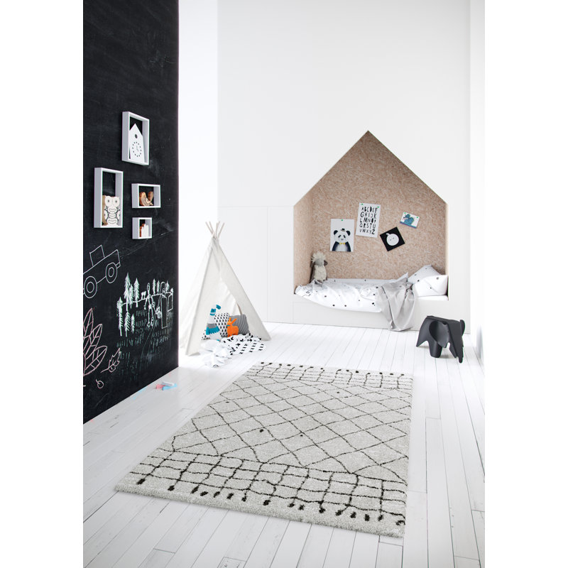 Elvis Geometric Shag Area Rug, Rectangle 80 x 150cm