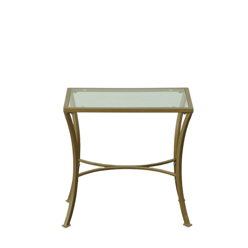 Table d'appoint Elegant Gold 24 po avec plateau en verre trempé compact