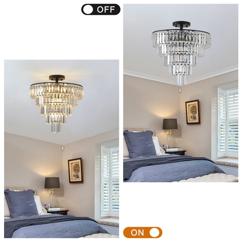 Ribaudo Crystal Flush Mount, Black