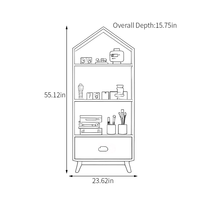 Modern minimalist multi-functional bookcase, White