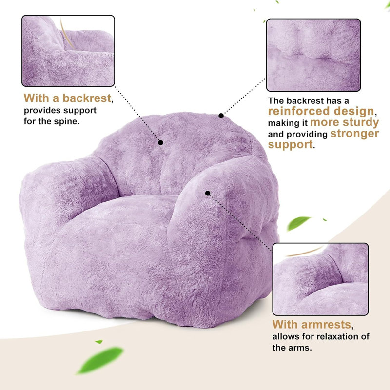Fauteuil à billes pour adultes avec bourre, H 33 po x l 51 po x P 41 po, Mauve