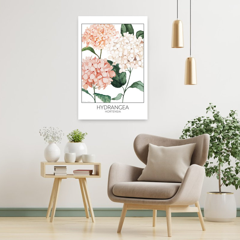 Hortensia, art floral contemporain, H 36 po x l 24 po