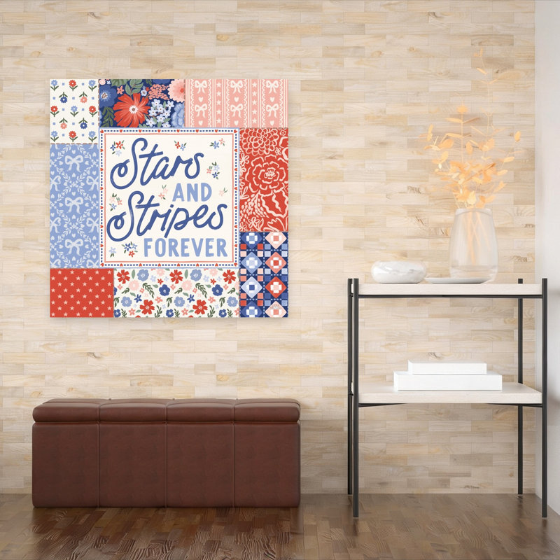 «Blooming Americana III Traditional Abstract Flower Landscape», reproduction d'art mural, 48" H x 48" W