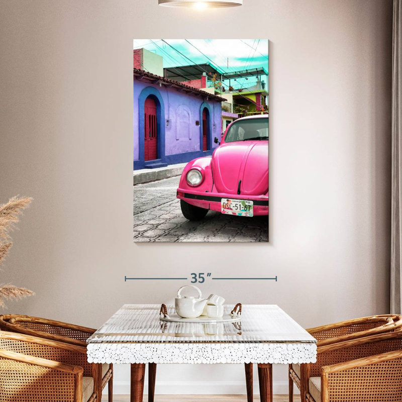 Voiture coccinelle Mehar rose, H 48 po x l 32 po