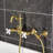 Kingston Brass Heritage Double-Handle 3-Hole Wall-Mount Bridge Kitchen Faucet with Brass Sprayer-93672739