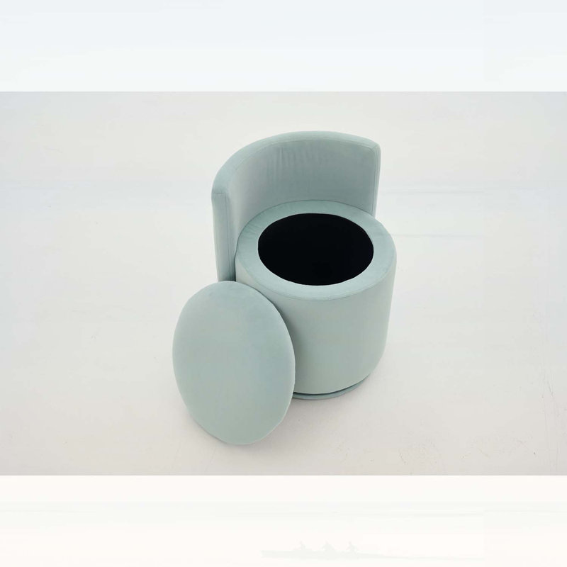 Fauteuil d'appoint pivotant avec dossier incurvé et rangement, confortable et élégant pour les espaces de vie modernes, Aqua