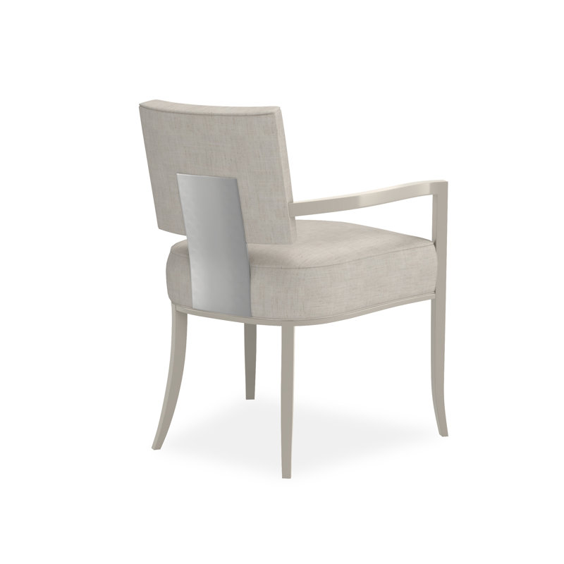 Caracole Classic Upholstered Arm Chair, Beige, Pearl/Chrome