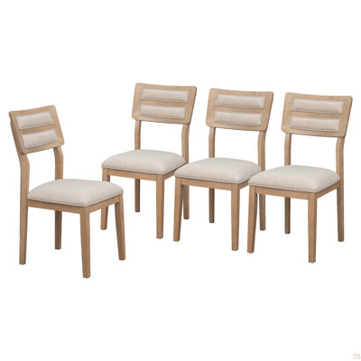 Ensemble de salle à manger 6 pièces de style classique et traditionnel, comprenant une table de salle à manger, 4 chaises rembourrées et un banc (bois naturel délavé)
