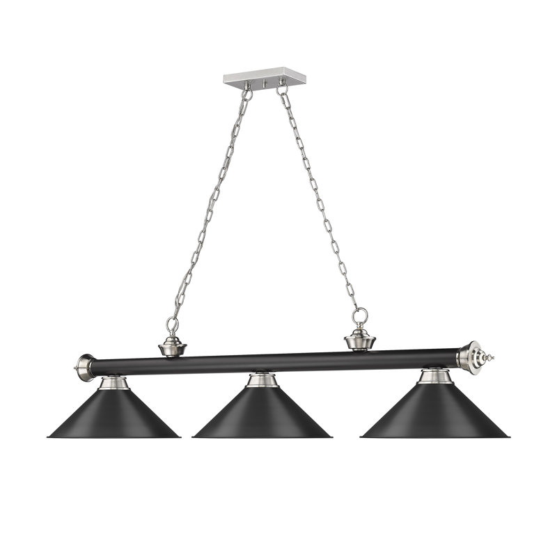 Annaleisa 3-Light Linear Pendant, Matte Black, Matte Black/Brushed Nickel