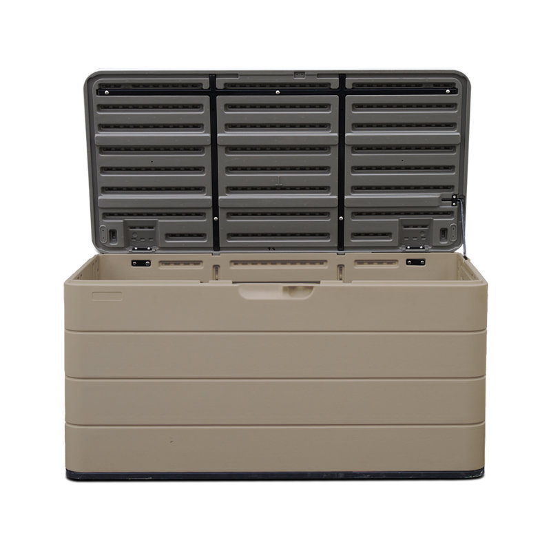 Outdoor 45.7'' W Water Resistant Plastic Lockable Deck Box, Coffee