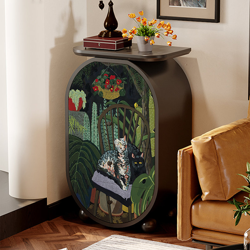 Commode ovale moderne et multifonctionnelle avec tiroir