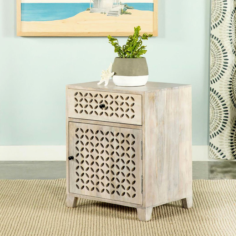Armoire d'appoint avec tiroir Whitewash Beige