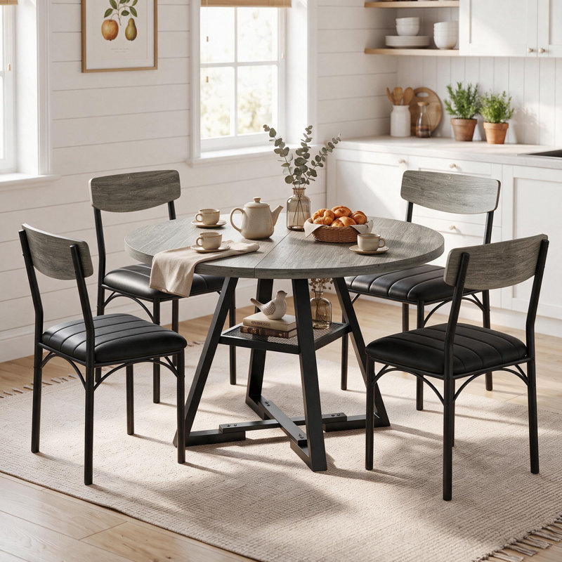 Ensemble de table ronde et quatre chaises, Gray