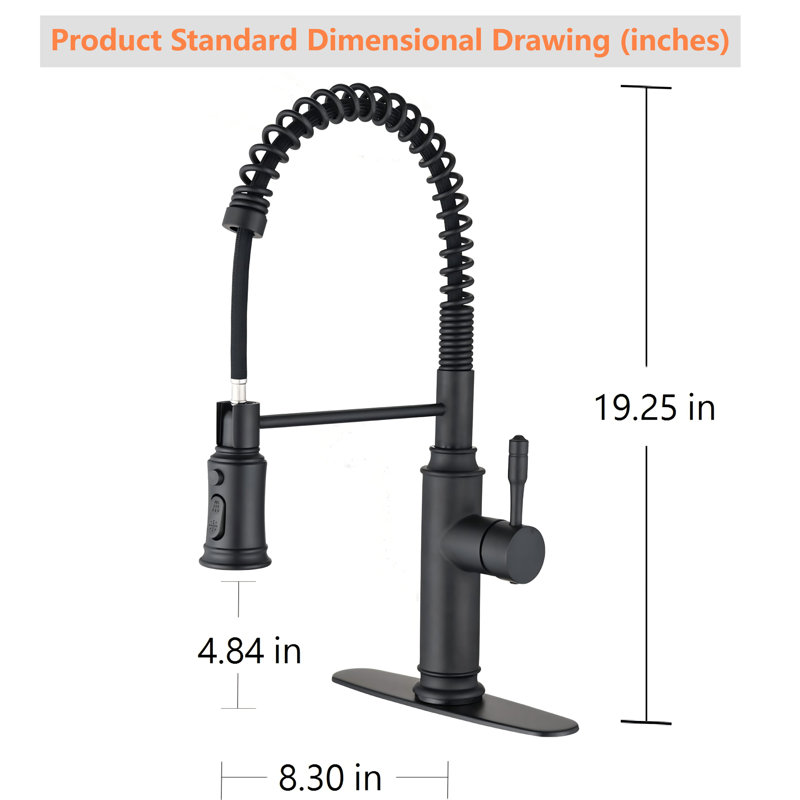 Robinet de cuisine tactile avec douchette extractible, Noir mat