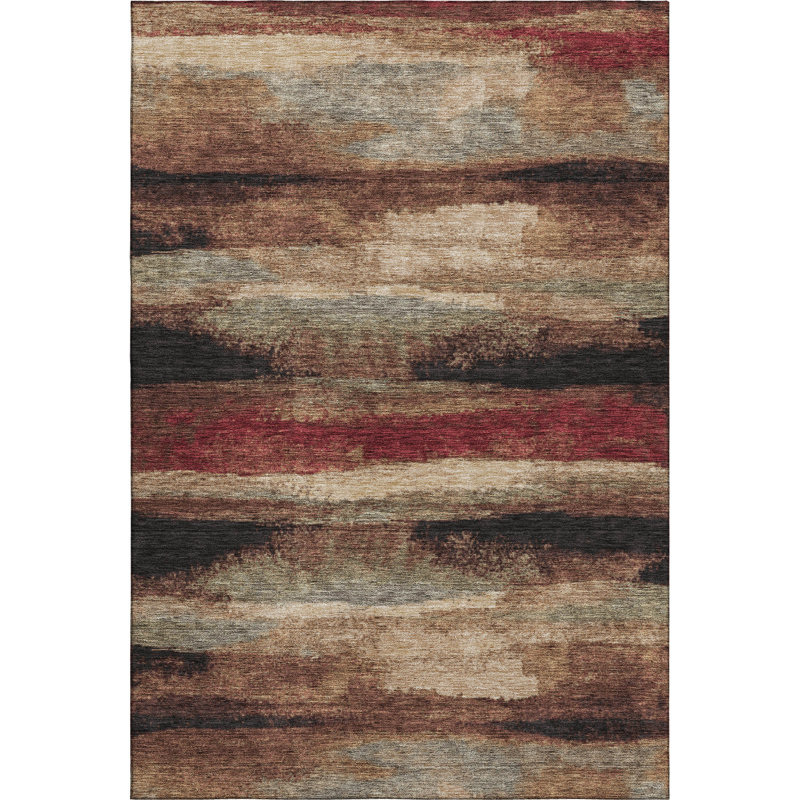 Premium Machine Washable Prisco Mocha Rug, Rectangle 5' x 7'6"