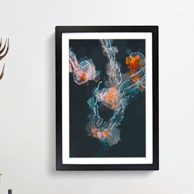 Peach Jellyfish in Abstract - Framed Print