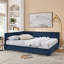 Structure de lit grand capitonnée en velours avec dossier et base en bois durable-1298961326
