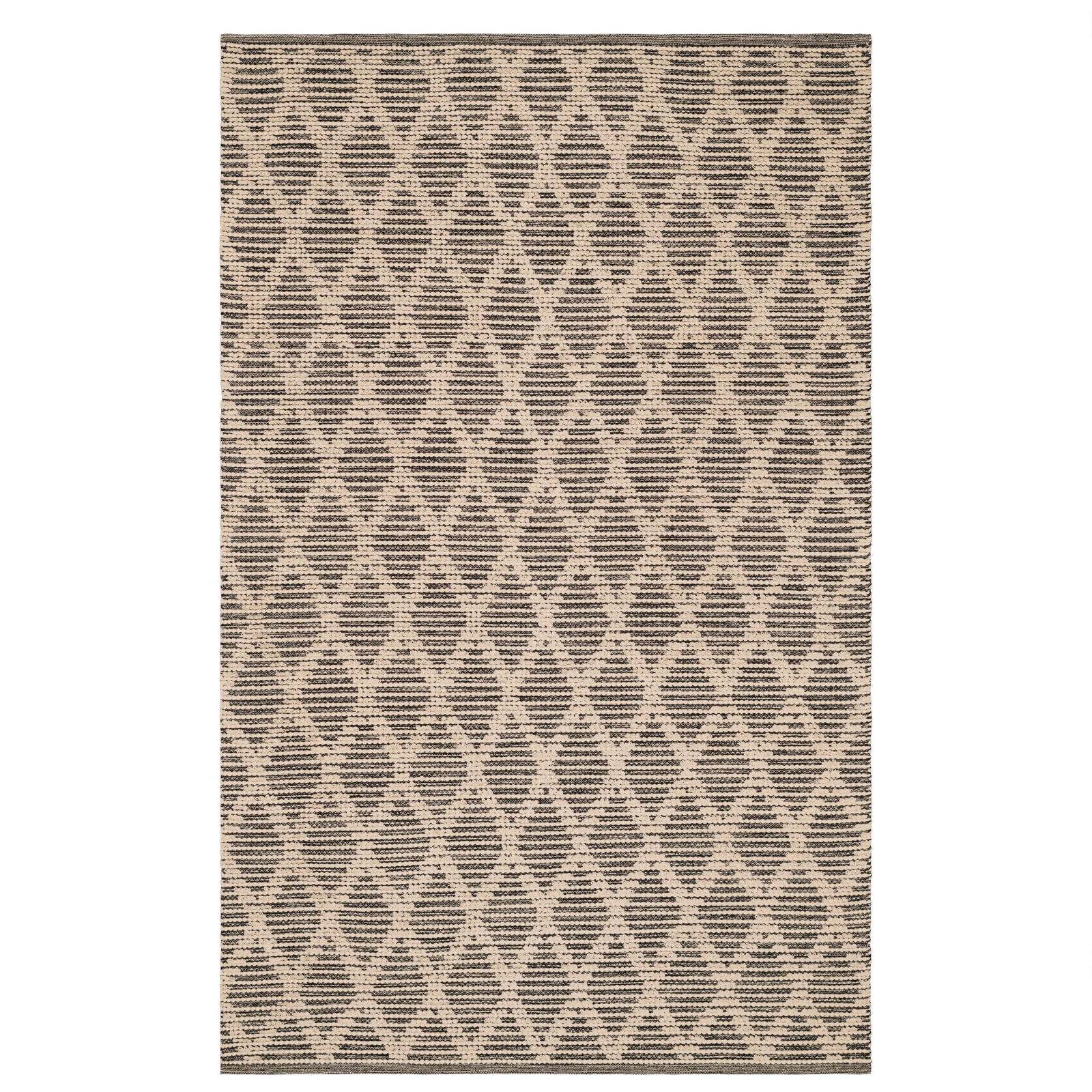 Textured Diamond Blue/Ivory Handwoven Cotton Rug, Rectangle 6' x 9'