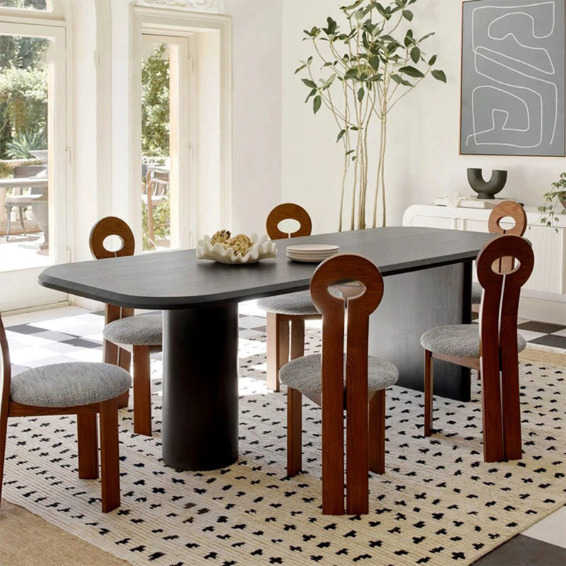 Table de conférence 98,43 po style français rétro en bois massif noir