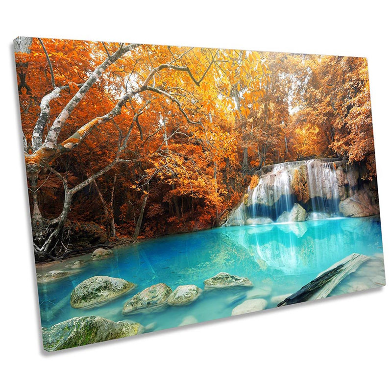 Orange Tropical River Trees - Wrapped Canvas Print, 91.4cm H x 137.2cm W x 4cm D